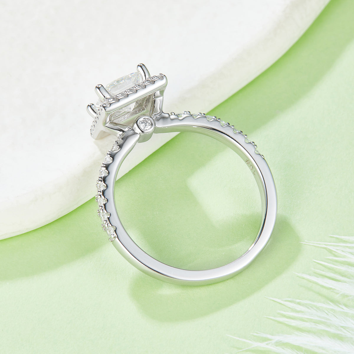 1.0 CT D Color Princess Cut Moissanite Dainty Ring in White Gold Plated Sterling Silver#3
