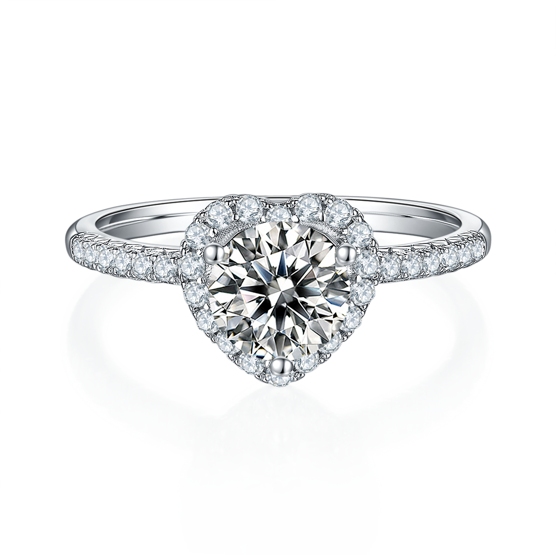1.0 CT D Color Moissanite Wholehearted Ring in White Gold Plated Sterling Silver#5