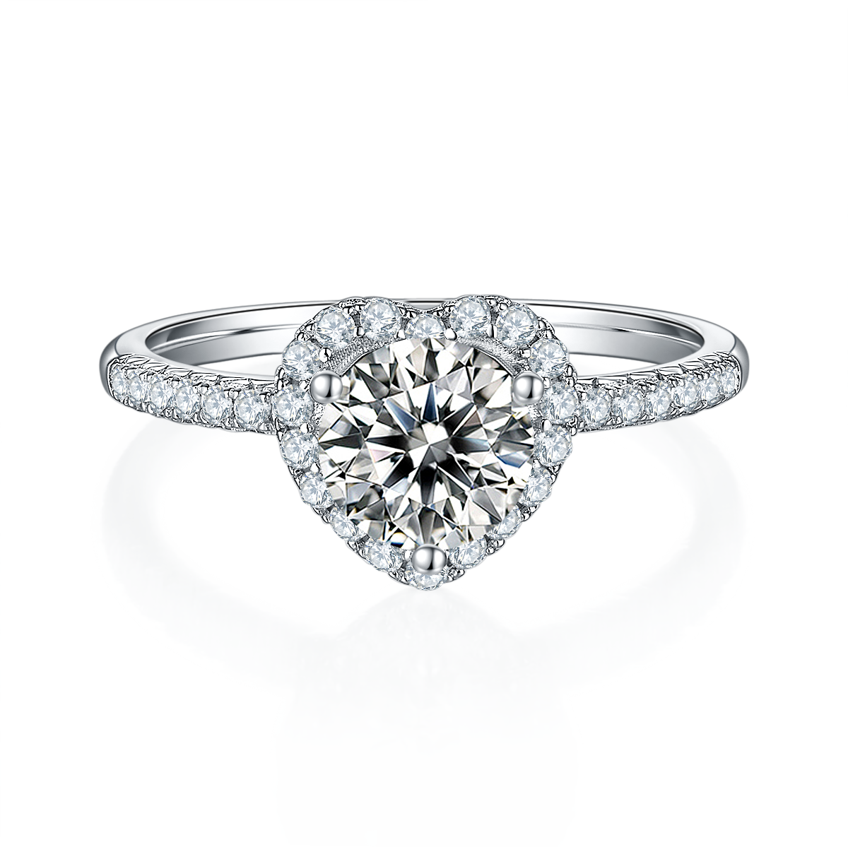 1.0 CT D Color Moissanite Wholehearted Ring in White Gold Plated Sterling Silver#5