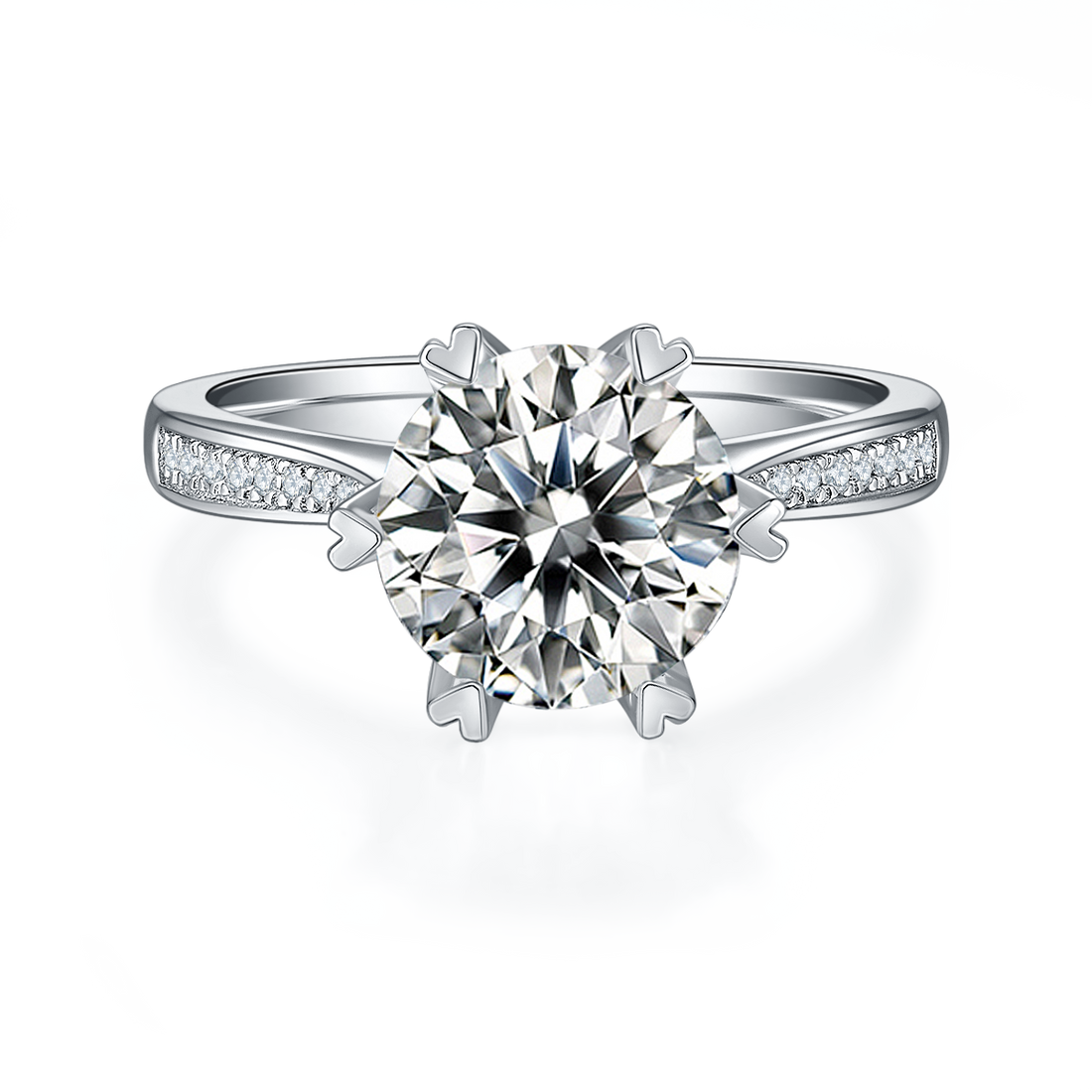 3.0 CT D Color Moissanite Spinning Fortune Custom Ring in White Gold Plated Sterling Silver#5