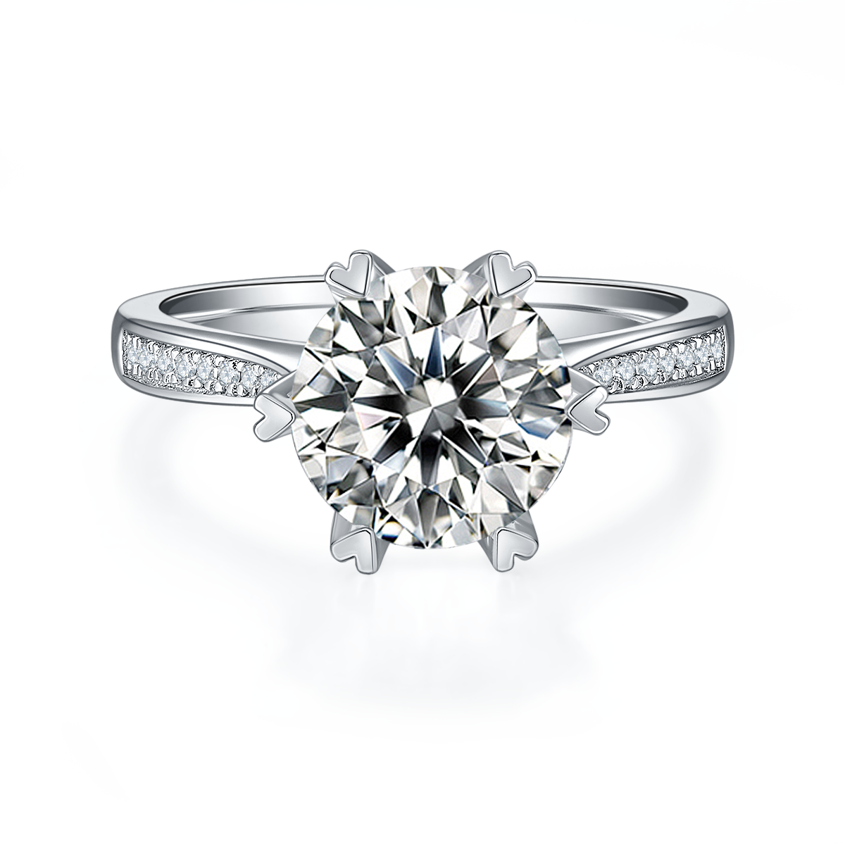 3.0 CT D Color Moissanite Spinning Fortune Custom Ring in White Gold Plated Sterling Silver#5