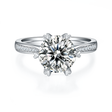 3.0 CT D Color Moissanite Spinning Fortune Custom Ring in White Gold Plated Sterling Silver#5