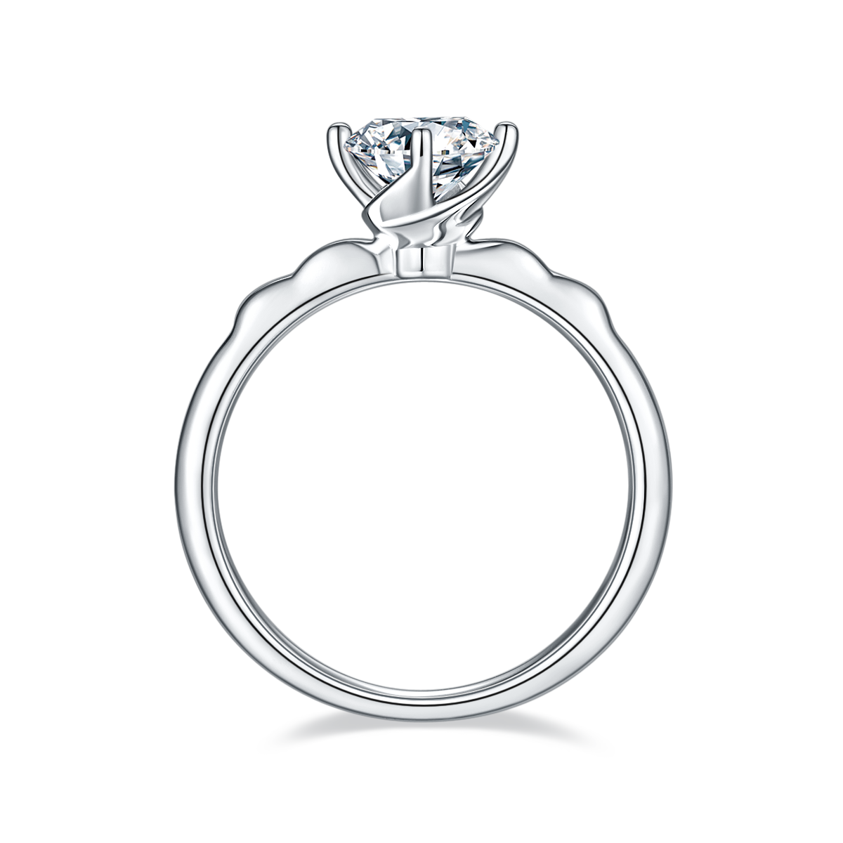 1.0 CT D Color Moissanite Windmill Straight Shank Ring in White Gold Plated Sterling Silver#6