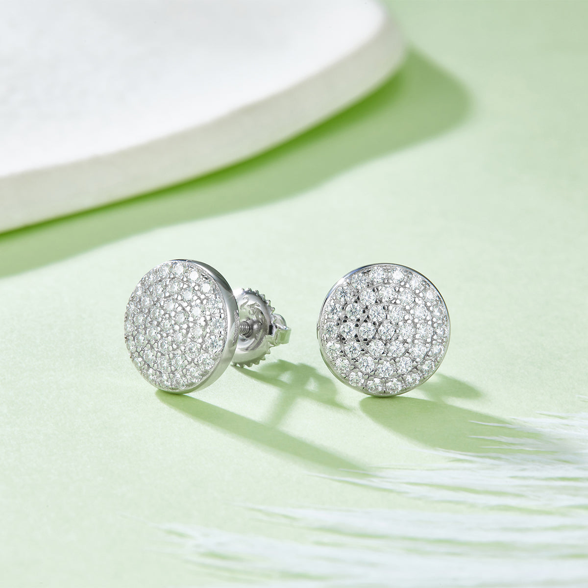 0.6 CT D Color Moissanite Melee Flat Round Screw Back Studs in Sterling Silver#3