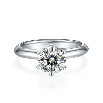 1.5 CT D Color Moissanite 6-Prong Classic Plain Shank Ring in White Gold Plated Sterling Silver#5
