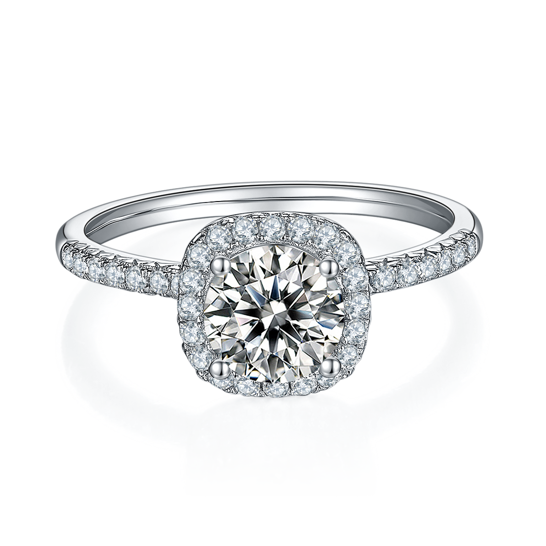 1.0 CT D Color Square Bezel Set Moissanite Classic Ring in White Gold Plated Sterling Silver#5