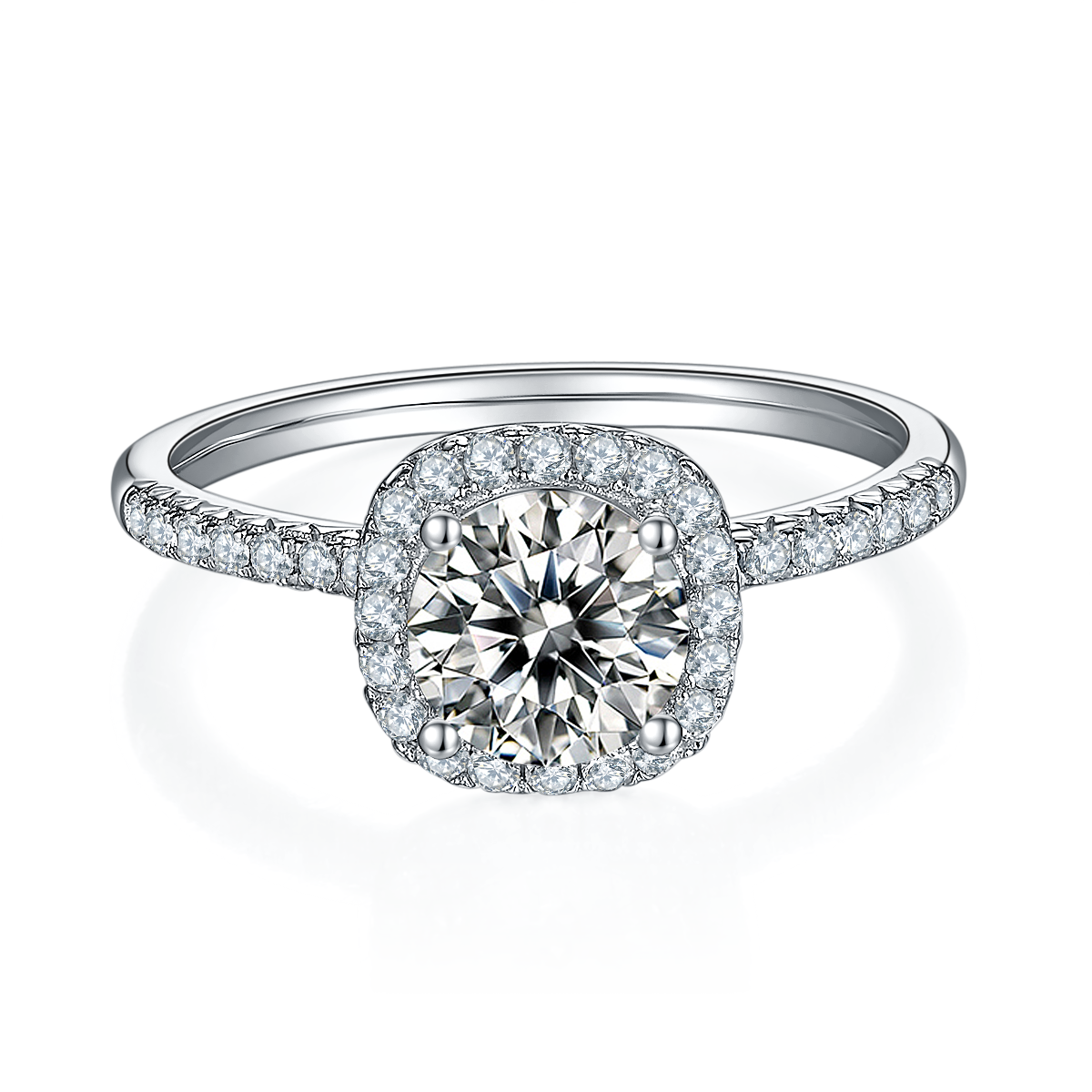 1.0 CT D Color Square Bezel Set Moissanite Classic Ring in White Gold Plated Sterling Silver#5