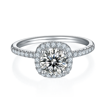 1.0 CT D Color Square Bezel Set Moissanite Classic Ring in White Gold Plated Sterling Silver#5