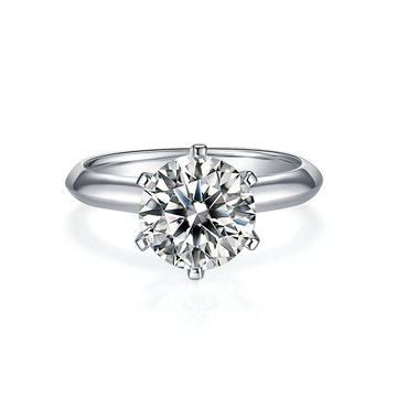 3.0 CT D Color Moissanite 6-Prong Classic Plain Shank Ring in White Gold Plated Sterling Silver#5