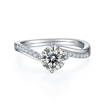1.0 CT D Color Moissanite Happy Embrace Ring in White Gold Plated Sterling Silver#5