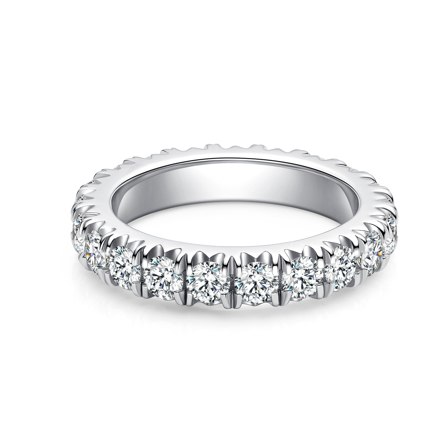 Moissanite Melee Tiger Prong Full Eternity Ring Guard (3.0mm) in White Gold Plated Sterling Silver#4