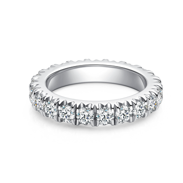 Moissanite Melee Tiger Prong Full Eternity Ring Guard (3.0mm) in White Gold Plated Sterling Silver#4