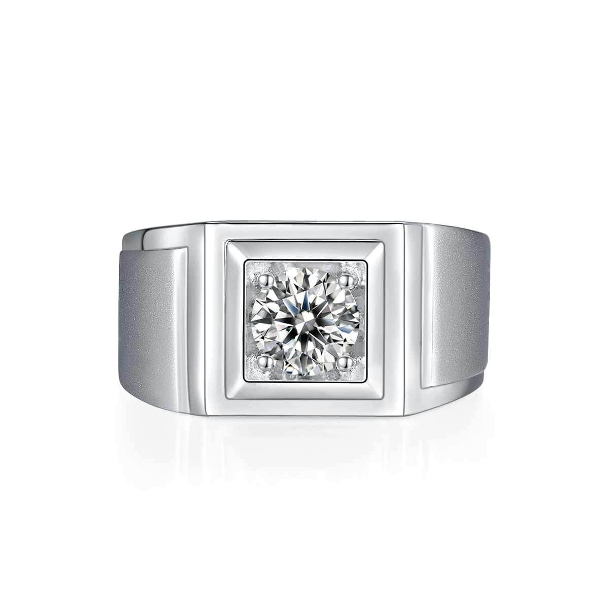 1.0 CT D Color Moissanite Charismatic Men's Band in White Gold Plated Sterling Silver#7