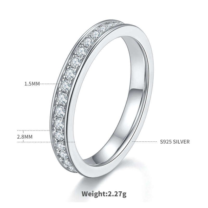 0.6 CT D Color Moissanite Melee Straight Row Full Eternity Ring Guard in White Gold Plated Sterling Silver#1