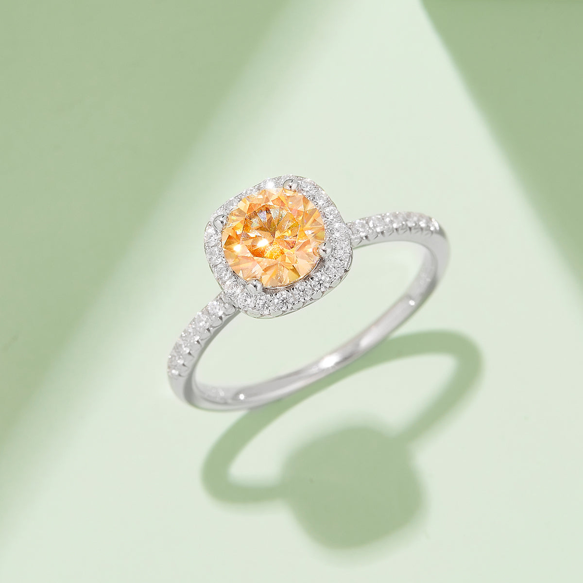 1.0 CT D Color Square Bezel Set Moissanite Classic Ring in White Gold Plated Sterling Silver#9
