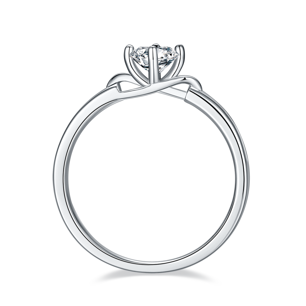 0.5 CT D Color Moissanite Bowknot Twisted Shank Ring in White Gold Plated Sterling Silver#6
