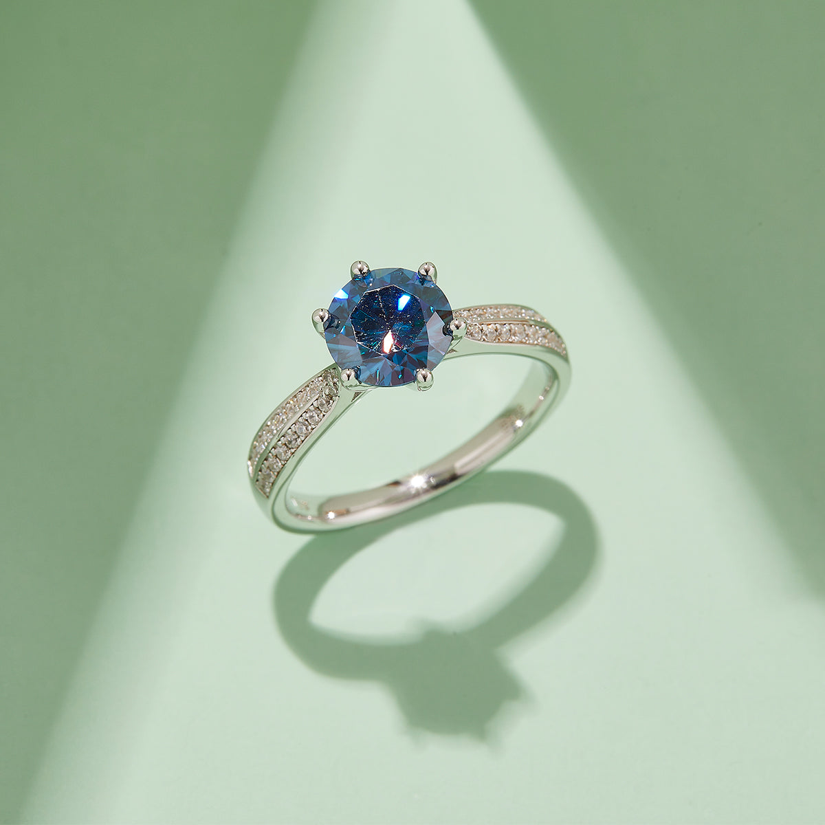 1.5 CT D Color Moissanite Star Queen Custom Ring in White Gold Plated Sterling Silver#10