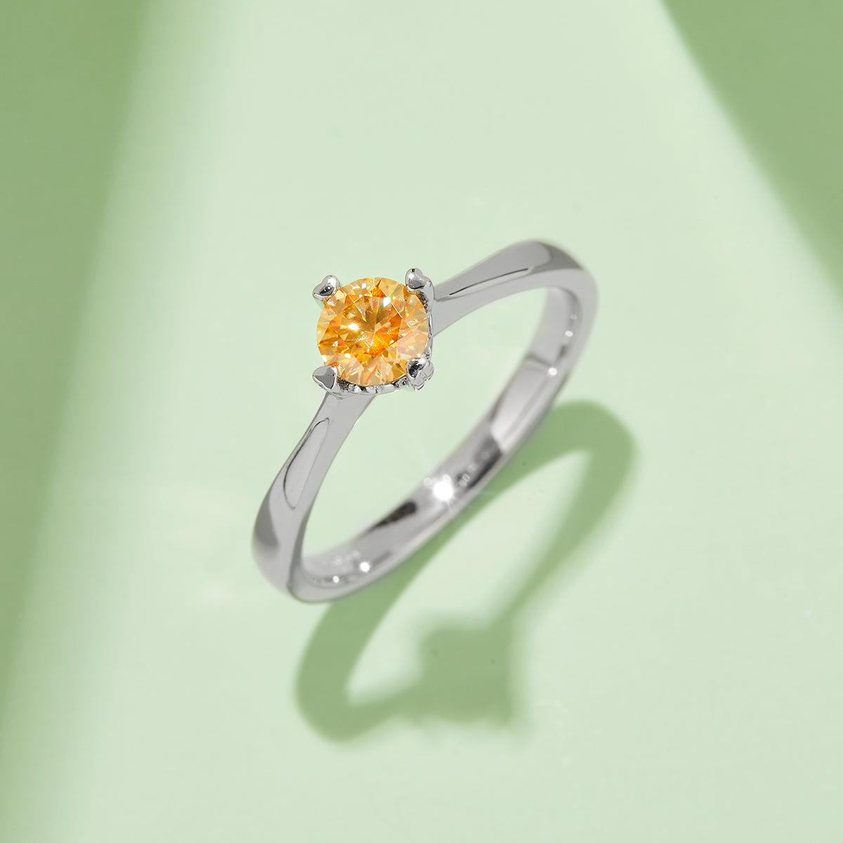 0.5 CT D Color Moissanite Interlocking Hearts Straight Shank Ring in White Gold Plated Sterling Silver#9
