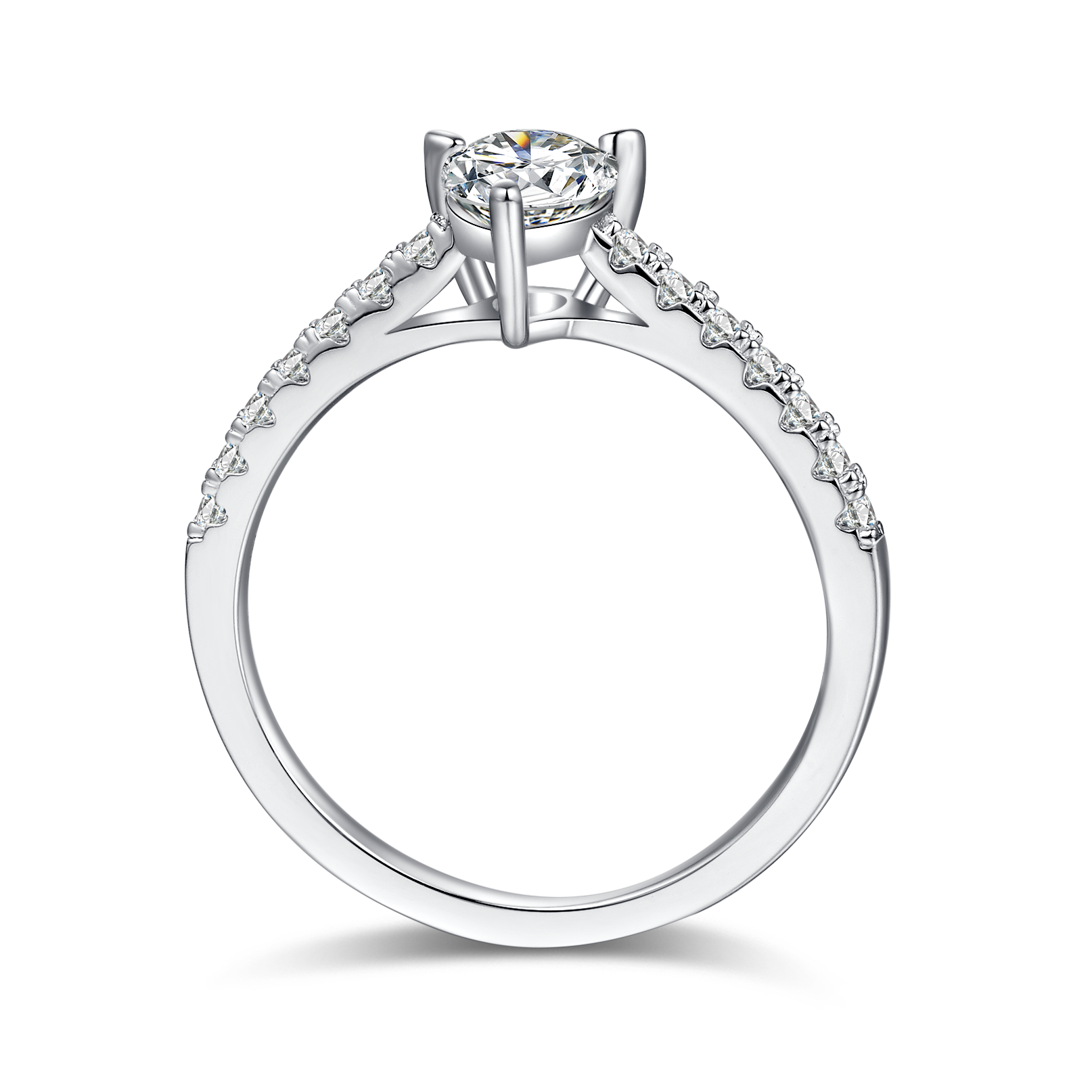 1.0 CT D Color Pear Cut Moissanite Pave Custom Ring in White Gold Plated Sterling Silver#6