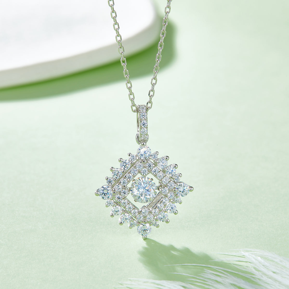 0.5 CT D Color Dancing Moissanite Sparkle Necklace in White Gold Plated Sterling Silver#3