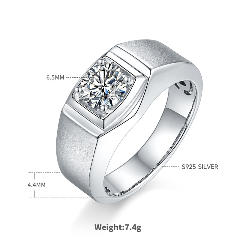 1.0 CT D Color Moissanite Rebel Men's Band in White Gold Plated Sterling Silver#1