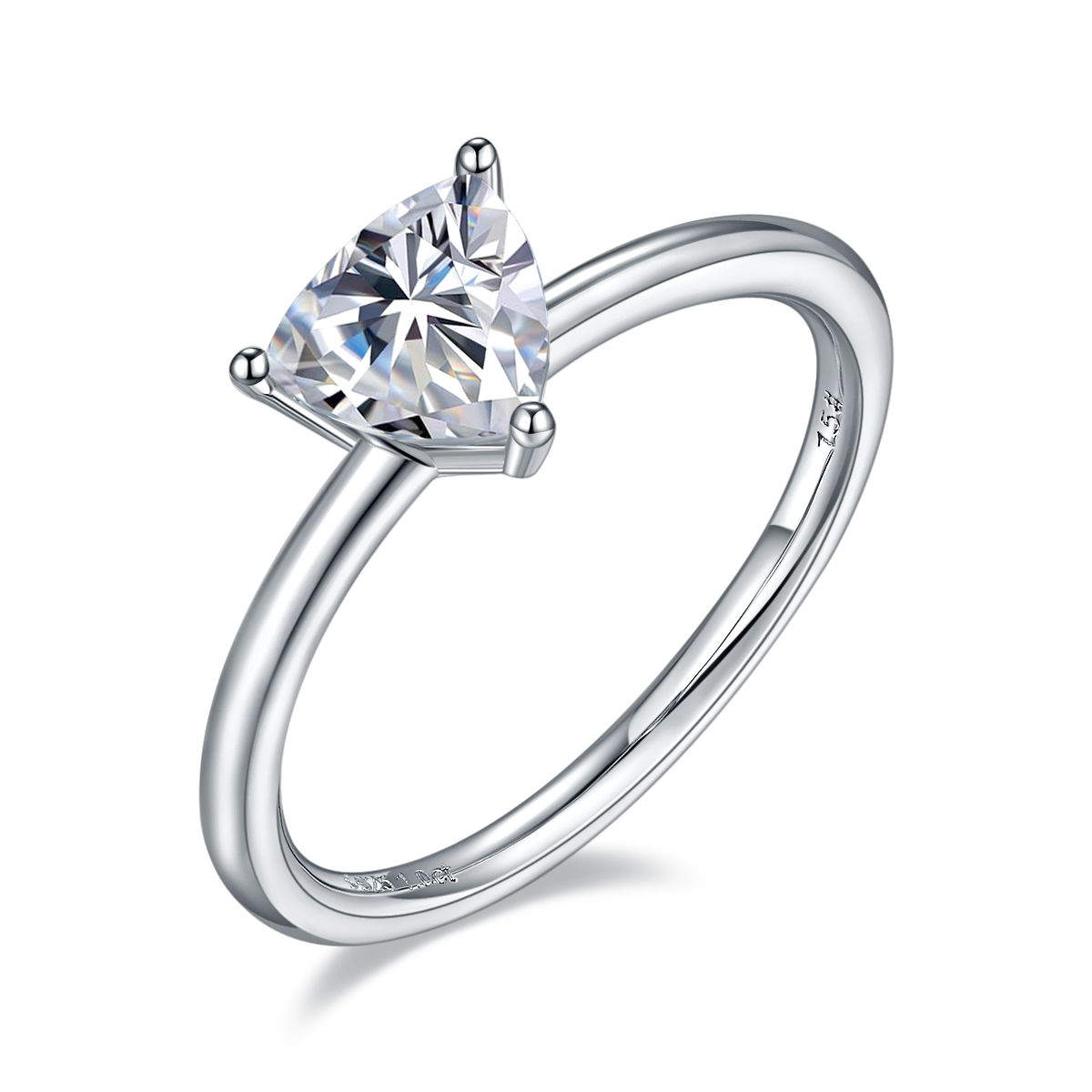1.0 CT D Color Trillion Cut Moissanite Classic Ring in White Gold Plated Sterling Silver#6