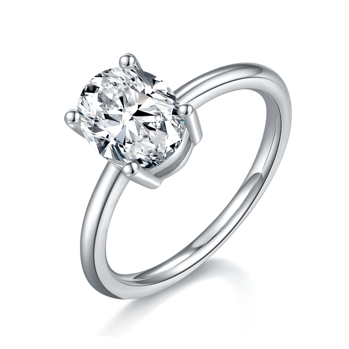 2.0 CT D Color Oval Cut Moissanite Classic Ring in White Gold Plated Sterling Silver#6