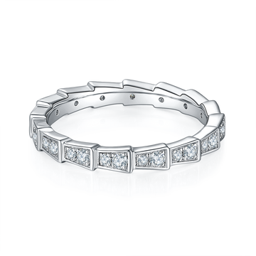 0.5 CT D Color Moissanite Melee Mechanical Snake Ring in White Gold Plated Sterling Silver#2