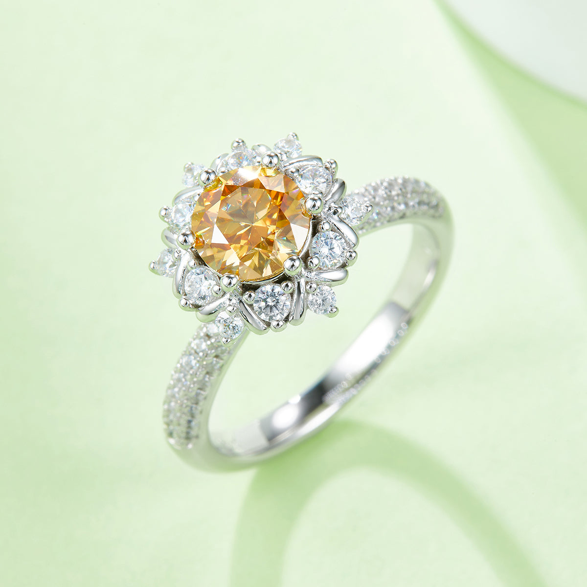 1.0 CT D Color Moissanite Phoenix Floral Ring in White Gold Plated Sterling Silver#9