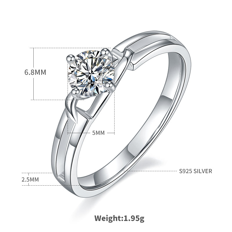 0.5 CT D Color Moissanite Bowknot Twisted Shank Ring in White Gold Plated Sterling Silver#4