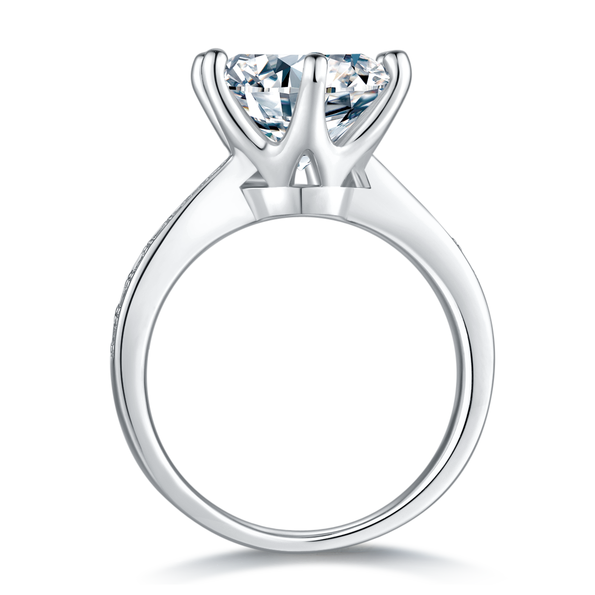 5.0 CT D Color Moissanite Pave Dancing Custom Ring in White Gold Plated Sterling Silver#3