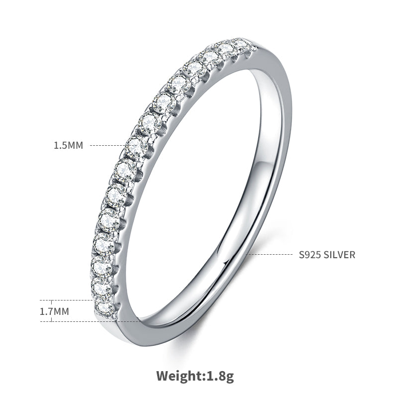 0.33 CT D Color Moissanite Melee Straight Row Ring Guard in White Gold Plated Sterling Silver#1