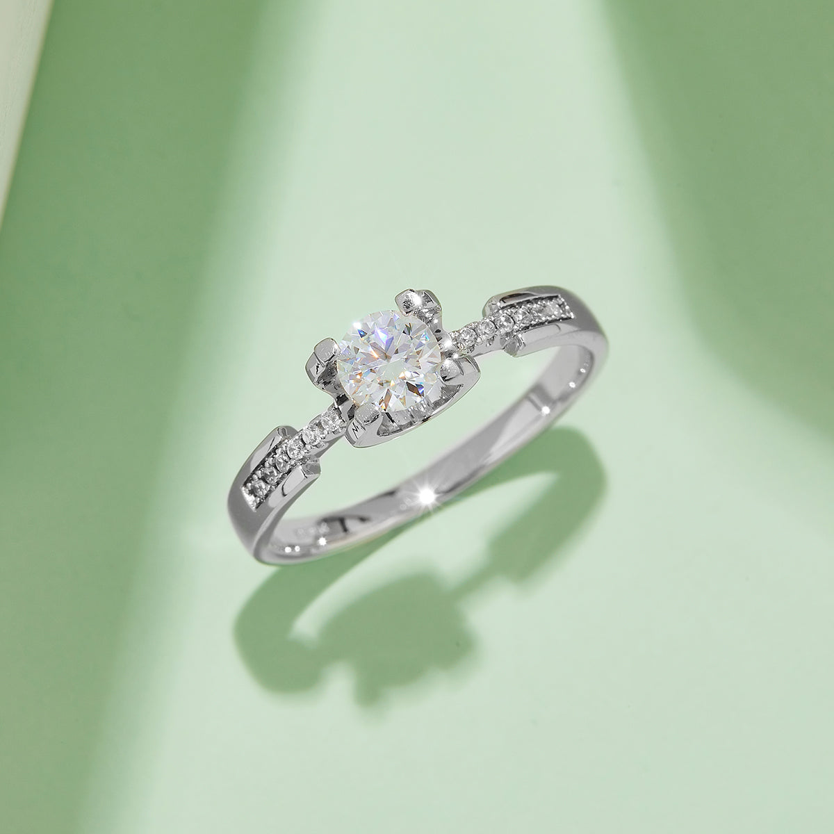 0.5 CT D Color Moissanite Pave Peg Head Hourglass Ring in White Gold Plated Sterling Silver#7