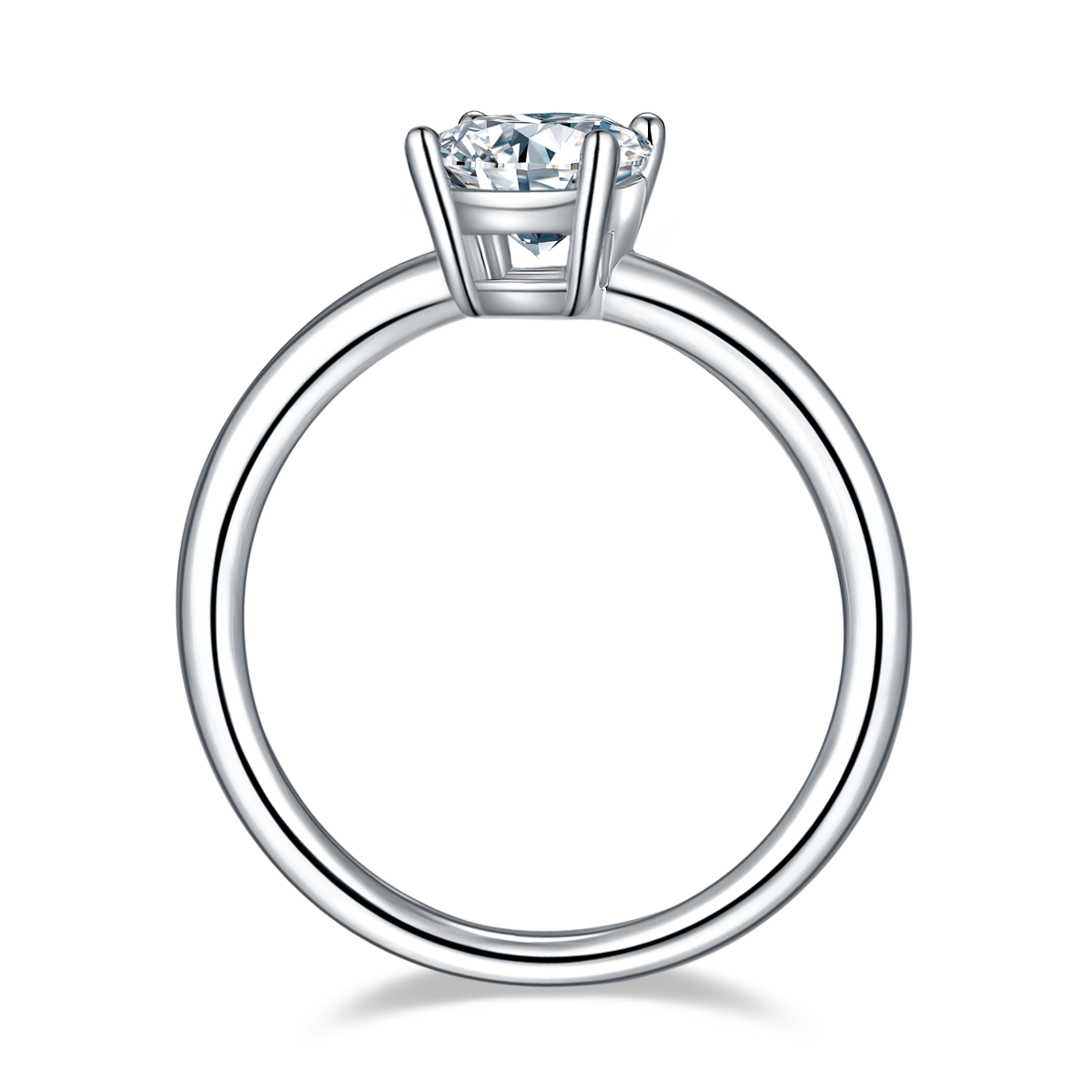 1.0 CT D Color Round Cut Moissanite Classic Ring in White Gold Plated Sterling Silver#4