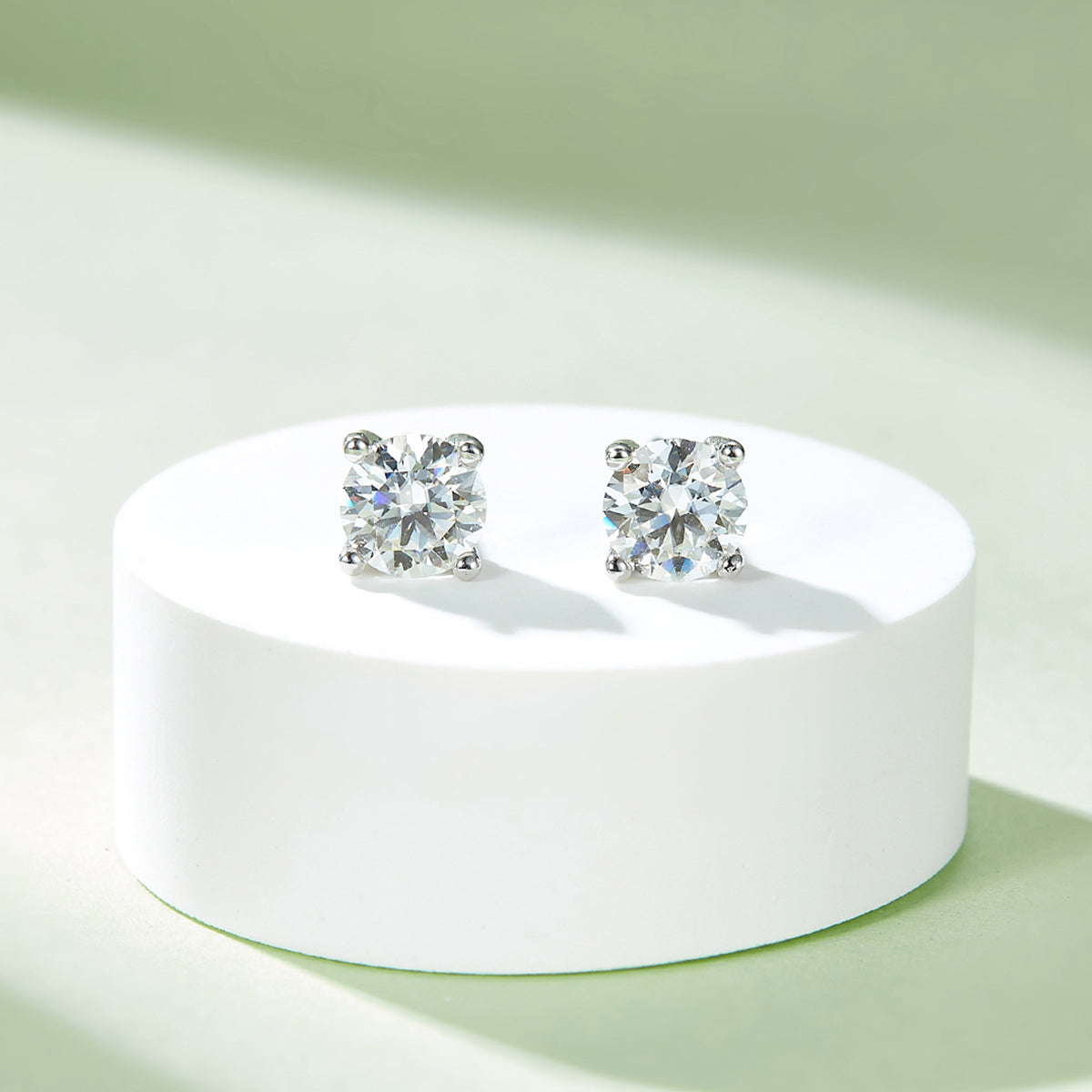 Round Cut Moissanite Classic Pendant & Stud Earrings Set in White Gold Plated Sterling Silver#10