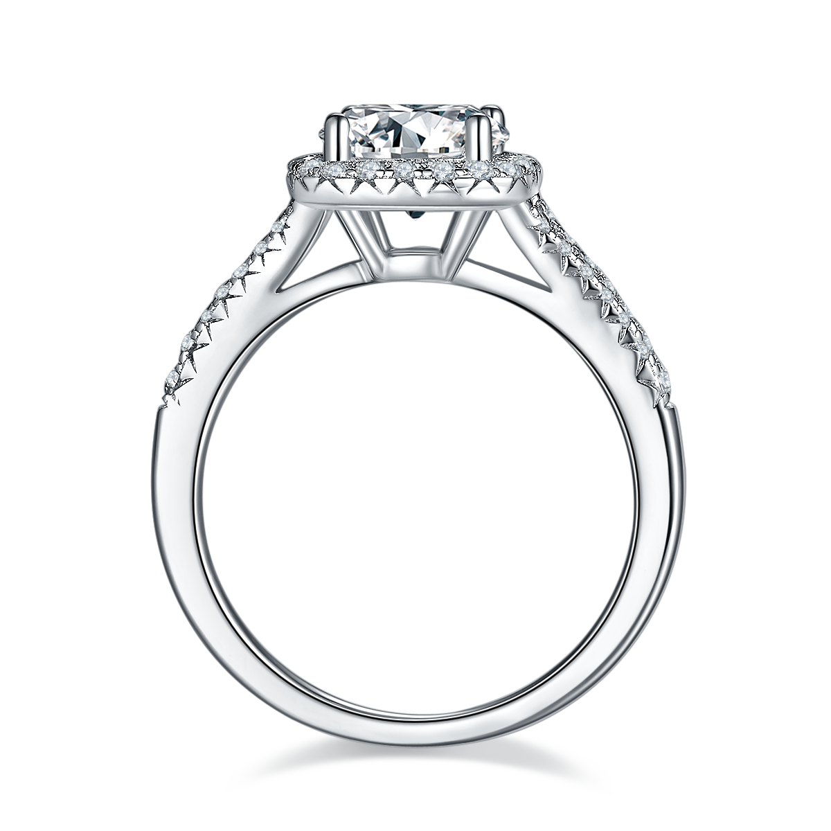 1.5 CT D Color Square Bezel Set Moissanite Split Shank Ring in White Gold Plated Sterling Silver#6
