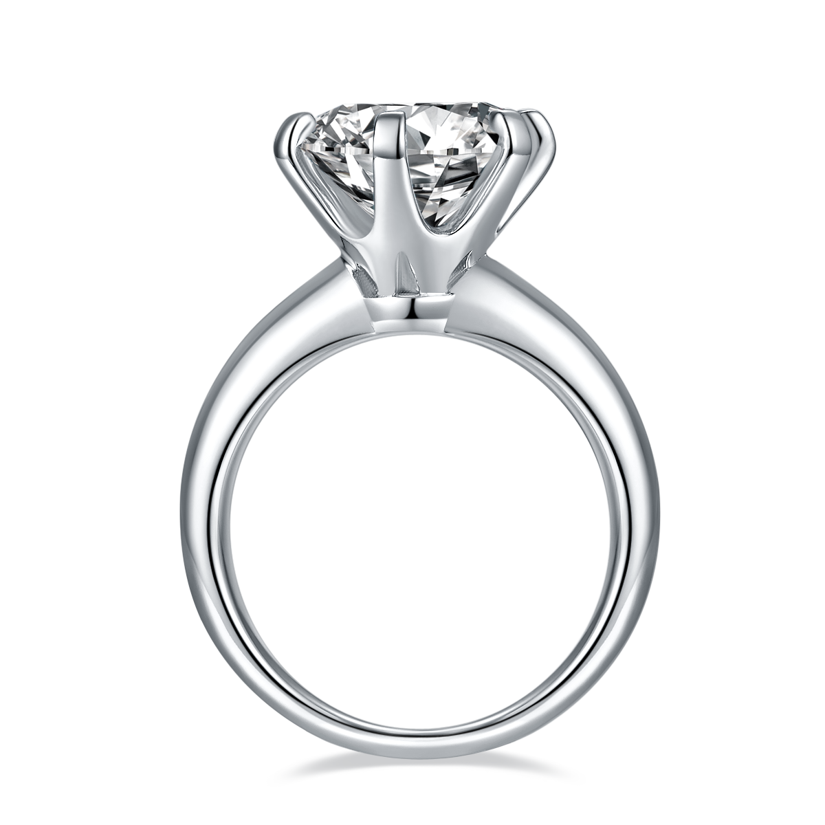 5.0 CT D Color Moissanite 6-Prong Classic Plain Shank Ring in White Gold Plated Sterling Silver#3