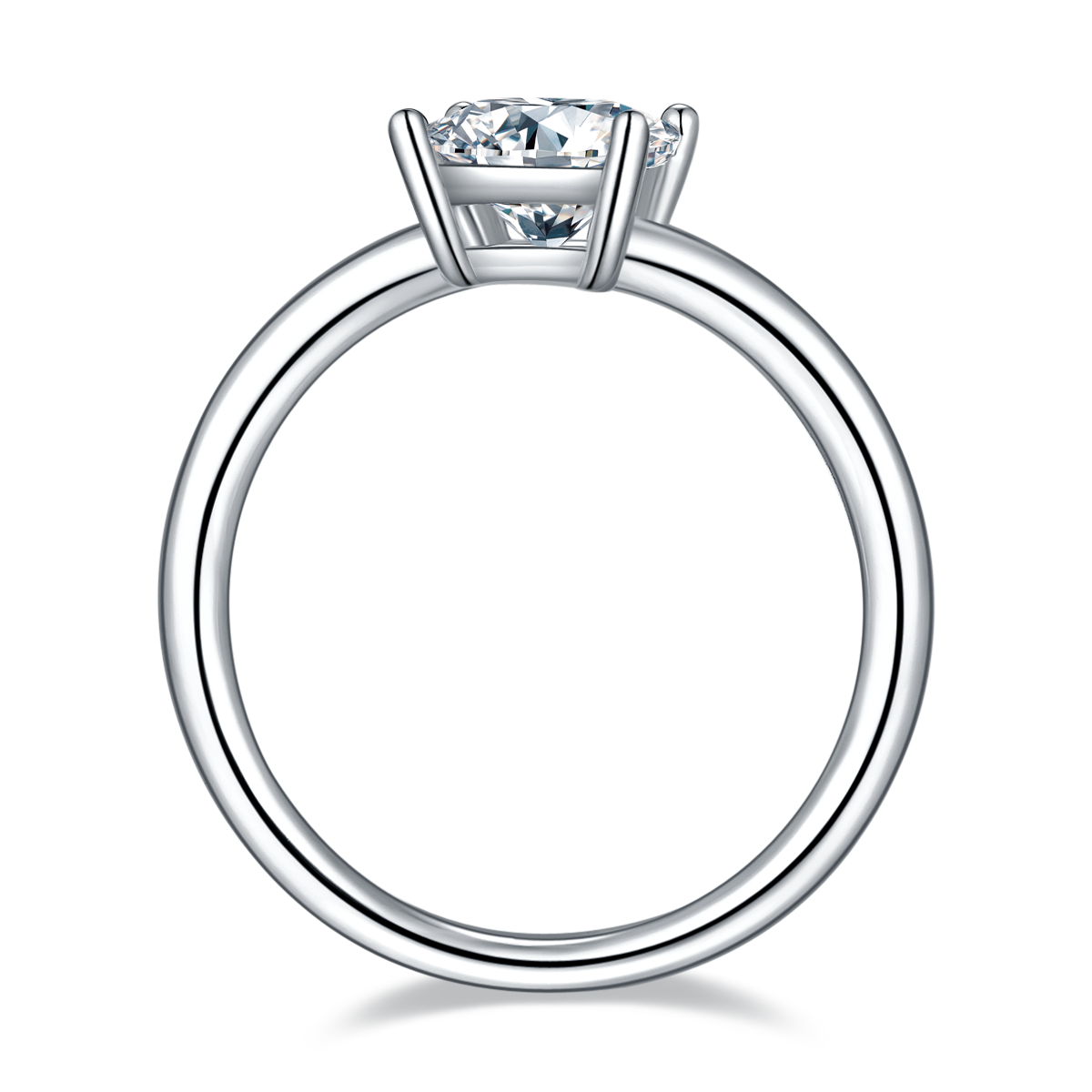 1.0 CT D Color Princess Cut Moissanite Classic Ring in White Gold Plated Sterling Silver#7
