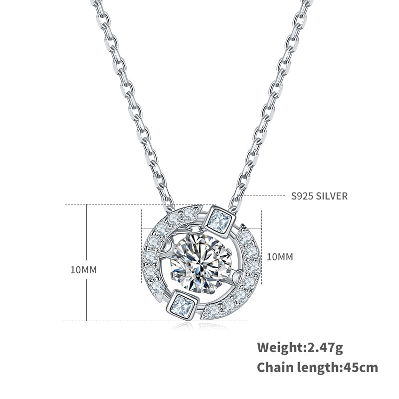0.5 CT D Color Dancing Dream Moissanite Necklace in White Gold Plated Sterling Silver#1