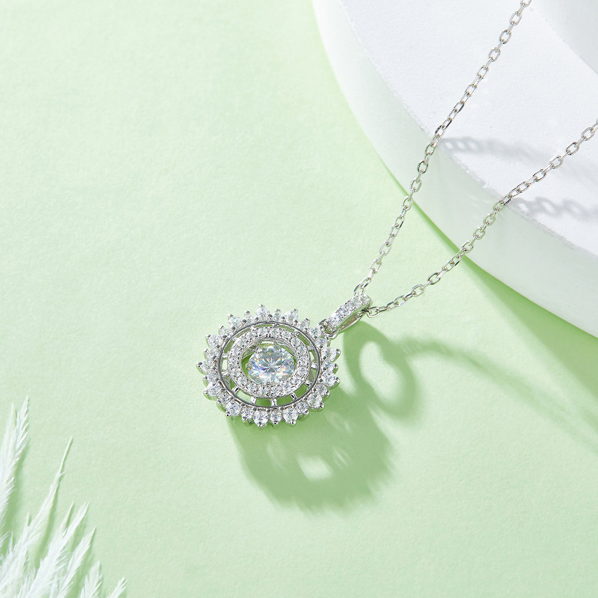 0.5 CT D Color Dancing Moissanite Shining Necklace in White Gold Plated Sterling Silver#4