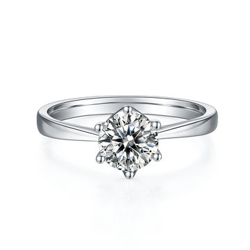 1.0 CT D Color Moissanite Modern 6-Prong Straight Shank Ring in White Gold Plated Sterling Silver#5