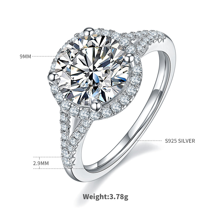 3.0 CT D Color Bezel Set Moissanite Split Shank Ring in White Gold Plated Sterling Silver#4