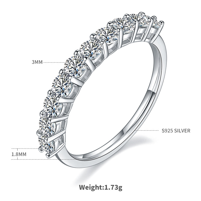 1.0 CT D Color Round Cut Moissanite Custom Eternity Band in White Gold Plated Sterling Silver#1