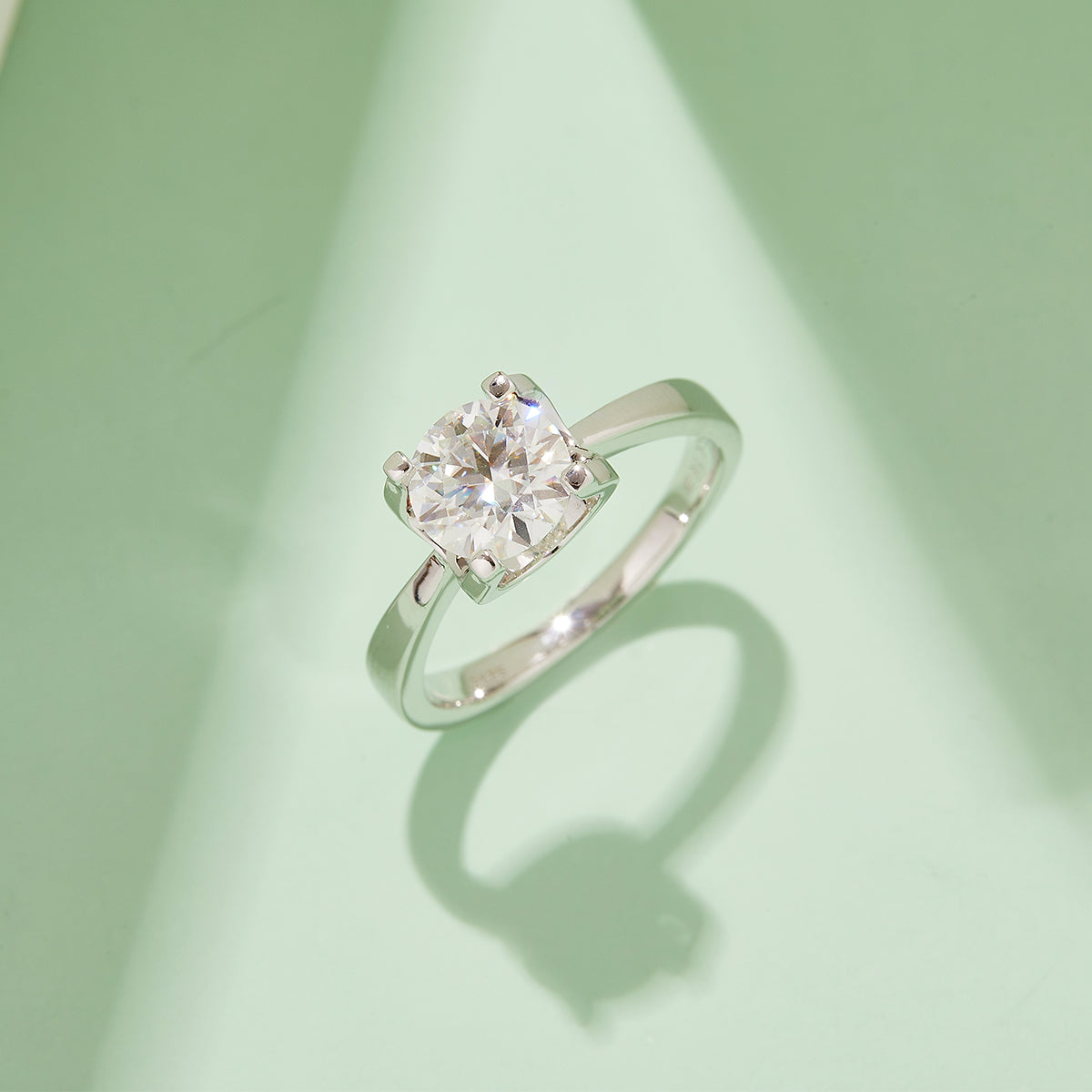 1.5 CT D Color Moissanite Peg Head Classic Ring in White Gold Plated Sterling Silver#7