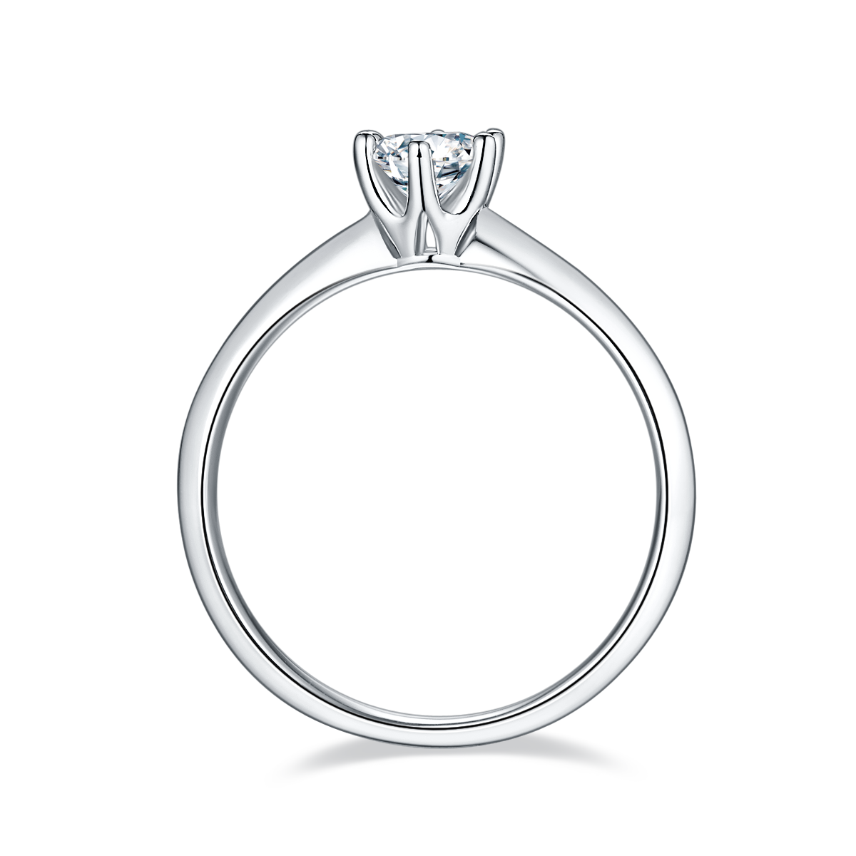 0.5 CT D Color Moissanite 6-Prong Classic Straight Shank Ring in White Gold Plated Sterling Silver#6