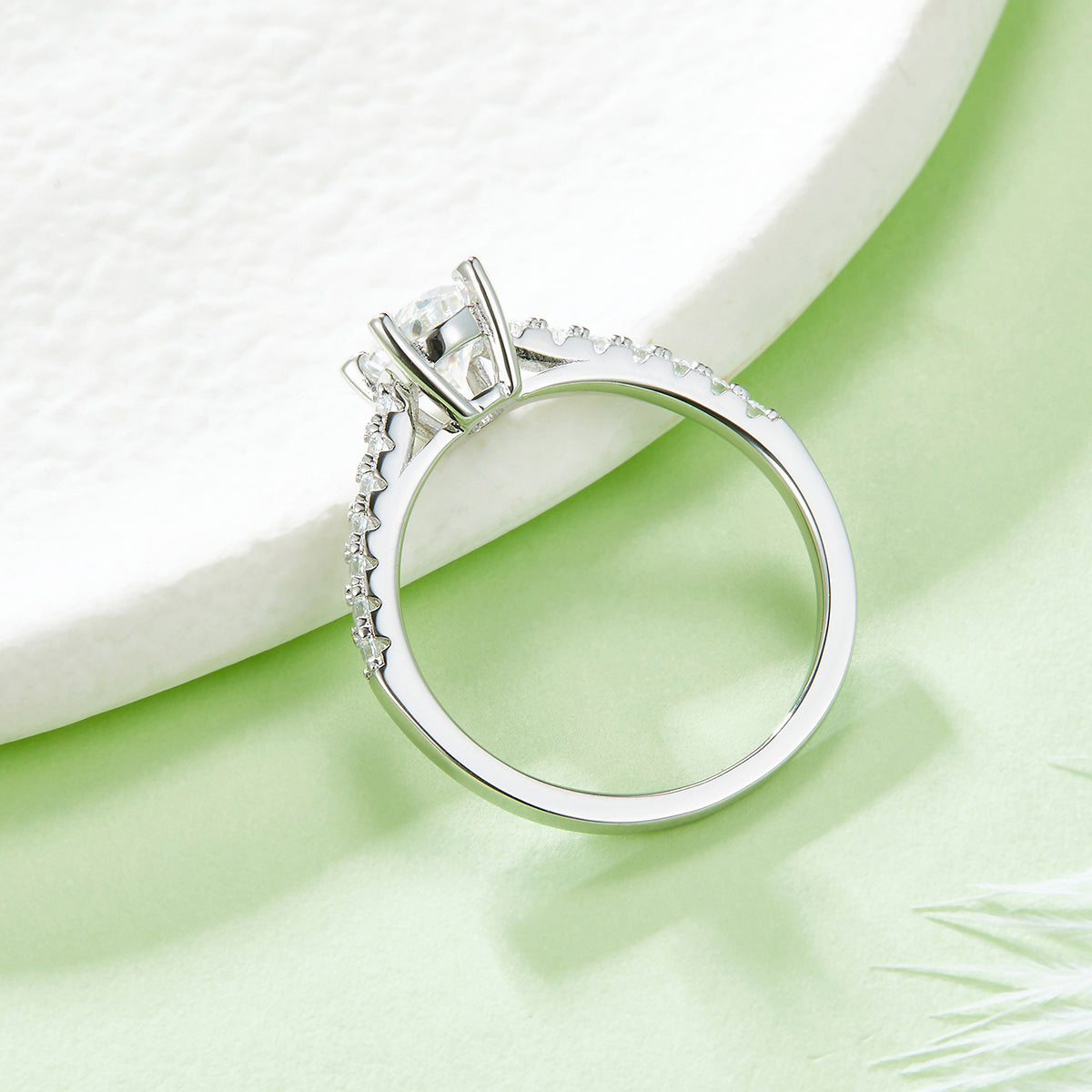 1.0 CT D Color Oval Cut Moissanite Pave Custom Ring in White Gold Plated Sterling Silver#3