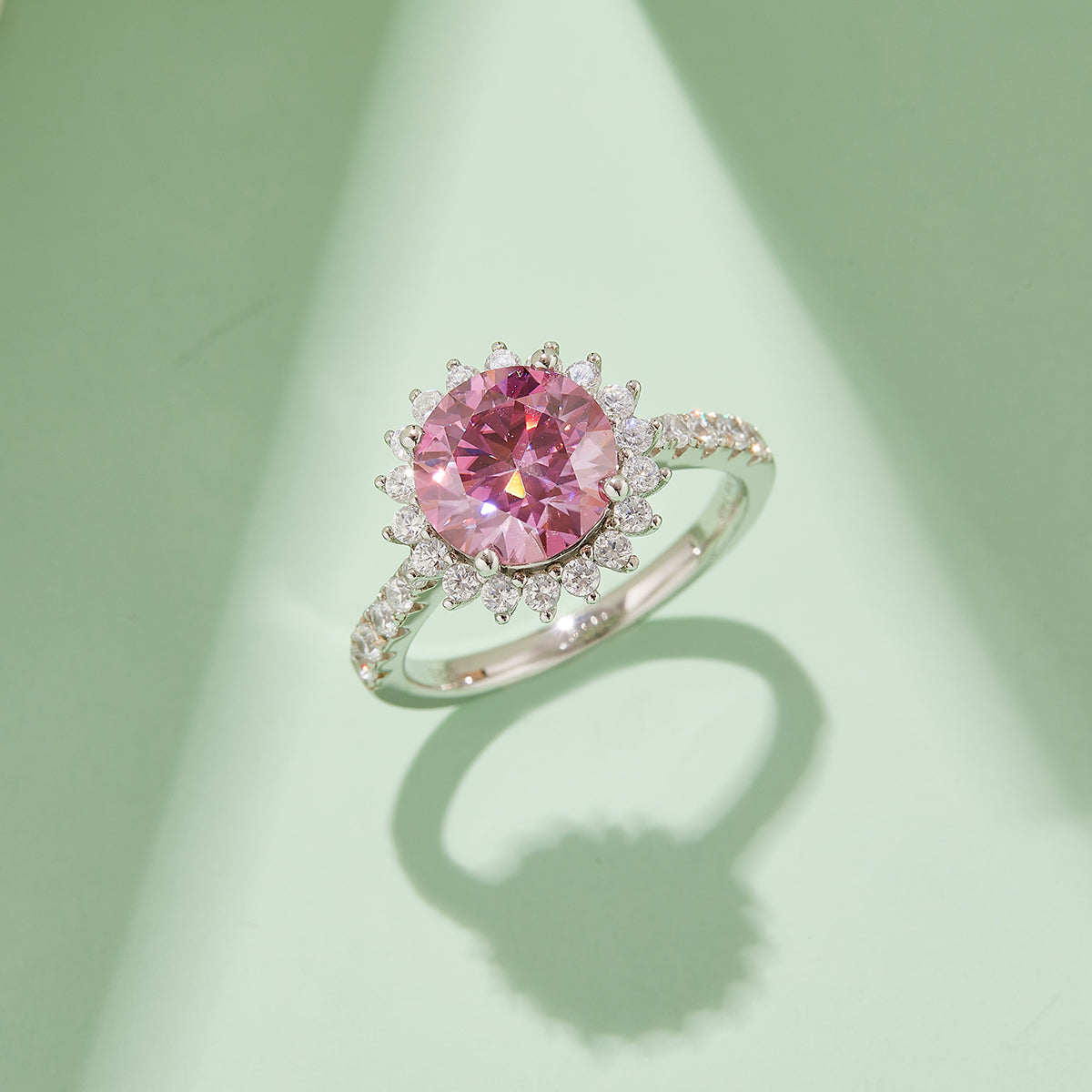 3.0 CT D Color Moissanite Sunflower Custom Ring in White Gold Plated Sterling Silver#8
