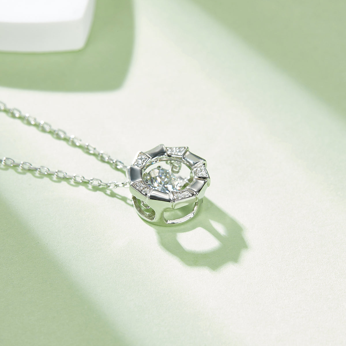 0.5 CT D Color Dancing Medusa Moissanite Necklace in White Gold Plated Sterling Silver#4