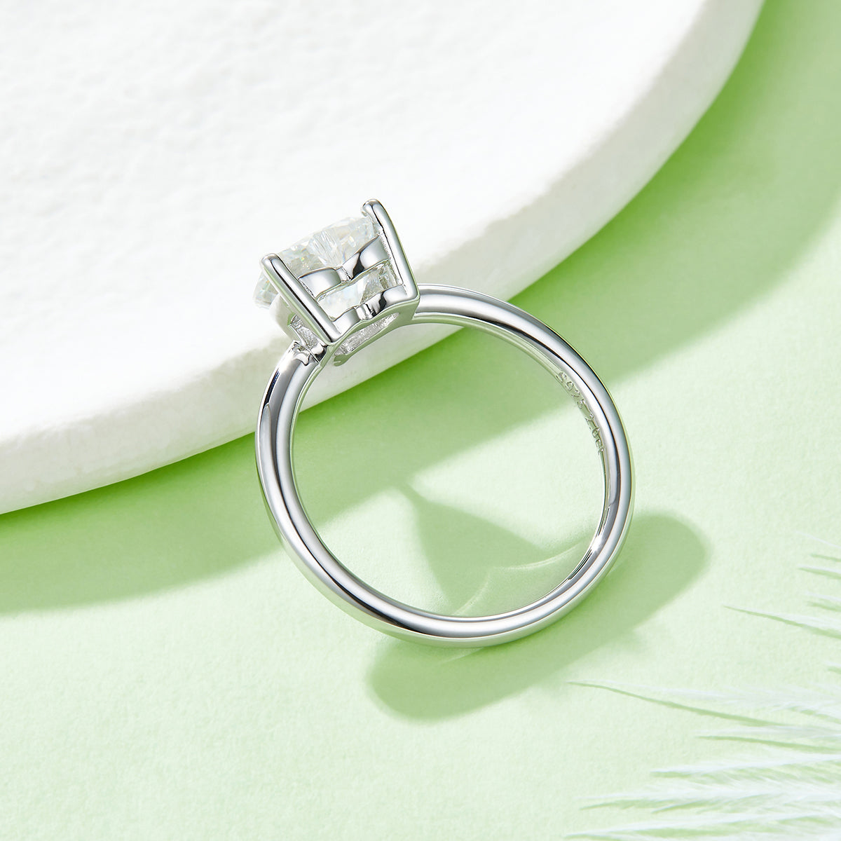 2.0 CT D Color Heart Cut Moissanite Classic Ring in White Gold Plated Sterling Silver#3