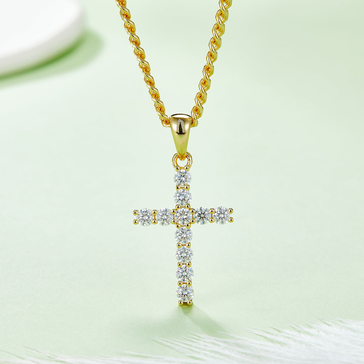 D Color Moissanite Classic Cross Pendant (3.0mm) in Sterling Silver#6